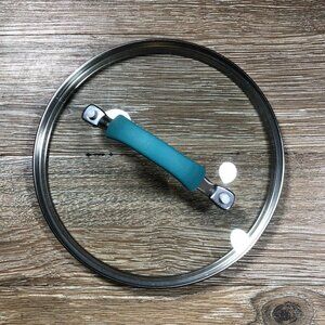 Rachel Ray Replacement Lid Teal Stay Cool Handle Glass 7 5/8” OD  7” Inner